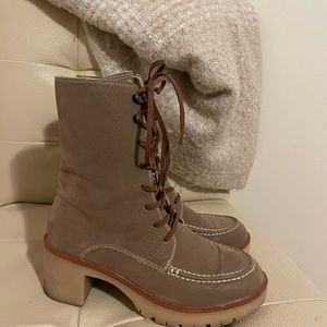 Maeve Combat Boots Oasis Society, light tan. Worn once, great condition SO CUTE!